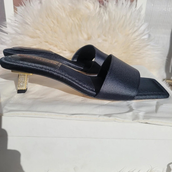 New Good American Womens Black Satin Kickstand Slide Sandal Mules Black Size 9 - Picture 9 of 12